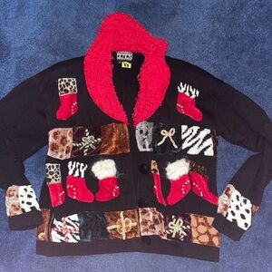 Vintage leopard print Christmas sweater